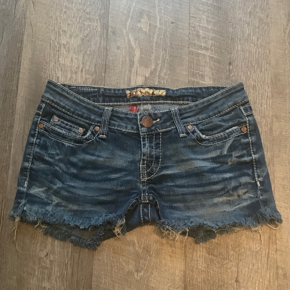 BKE Frayed Hem Blue Jean Shorts